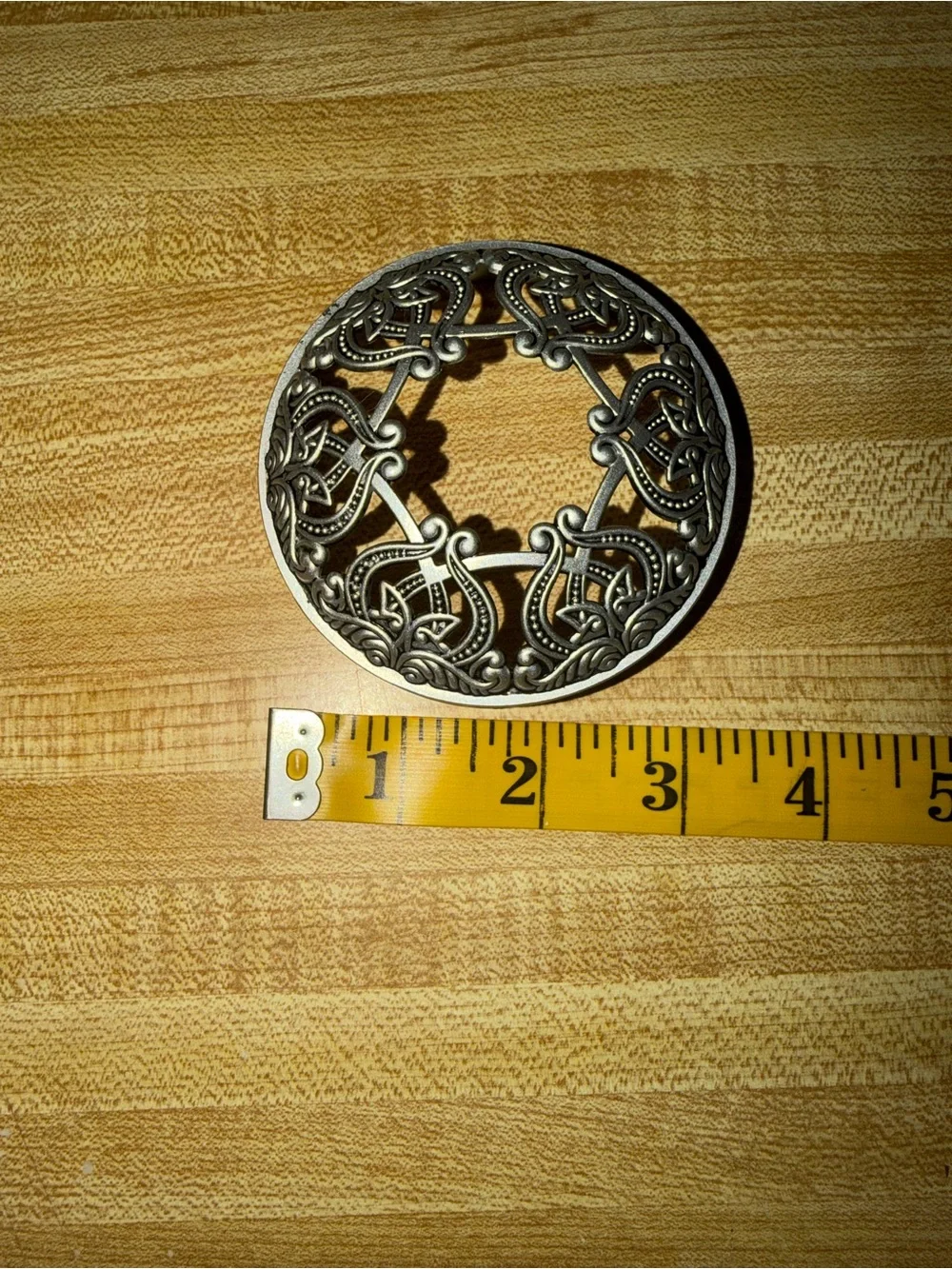 Vintage-Inspired Round‎ Celtic candle cover in Antique Silver Tone